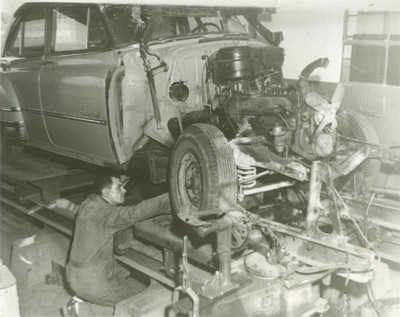 early-shop-003 — frame work in the original Ken's Body Shop