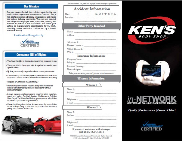 vip — Ken's Body Shop in-Network Certified VIP Collision Care brochure